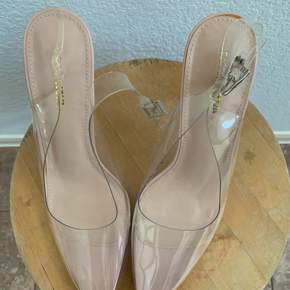 Fashion Nova Clear Slingback Nude Stiletto Heel With Strap